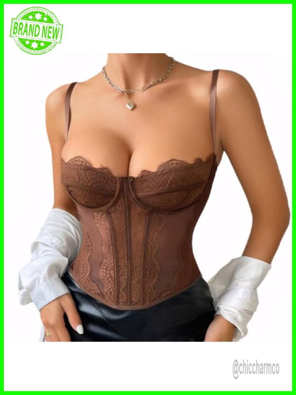 Lace Corset Top Spaghetti Strap Mesh Bustier Buckle Clubwear